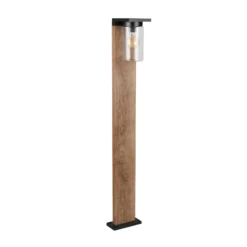 Bolardo luminoso ARDILA, aspecto de madera, altura 100 cm, metal/vidrio IP44