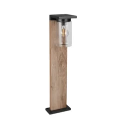 Bolardo luminoso ARDILA, aspecto de madera, altura 65 cm, metal/vidrio, IP44
