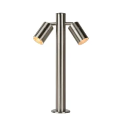 Bolardo luminoso ARNE, color cromo, con 2 luces. Altura: 50 cm. IP44. GU10-LED