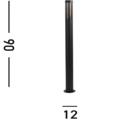 Bolardo luminoso Batton, IP44, negro, altura 90 cm, metal