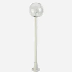 Bolardo luminoso, bola vidrio transparente, blanco