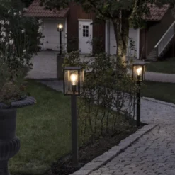 Bolardo luminoso Carpi, forma de farol, negro