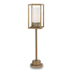 Bolardo luminoso Cubic³ 3370 latón antiguo/opalino