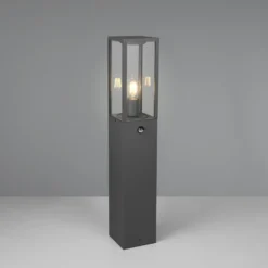 Bolardo luminoso de sensor GARONNE, antracita, altura 80 cm, metal IP44