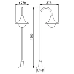 Bolardo luminoso 169 en forma curvada, negro