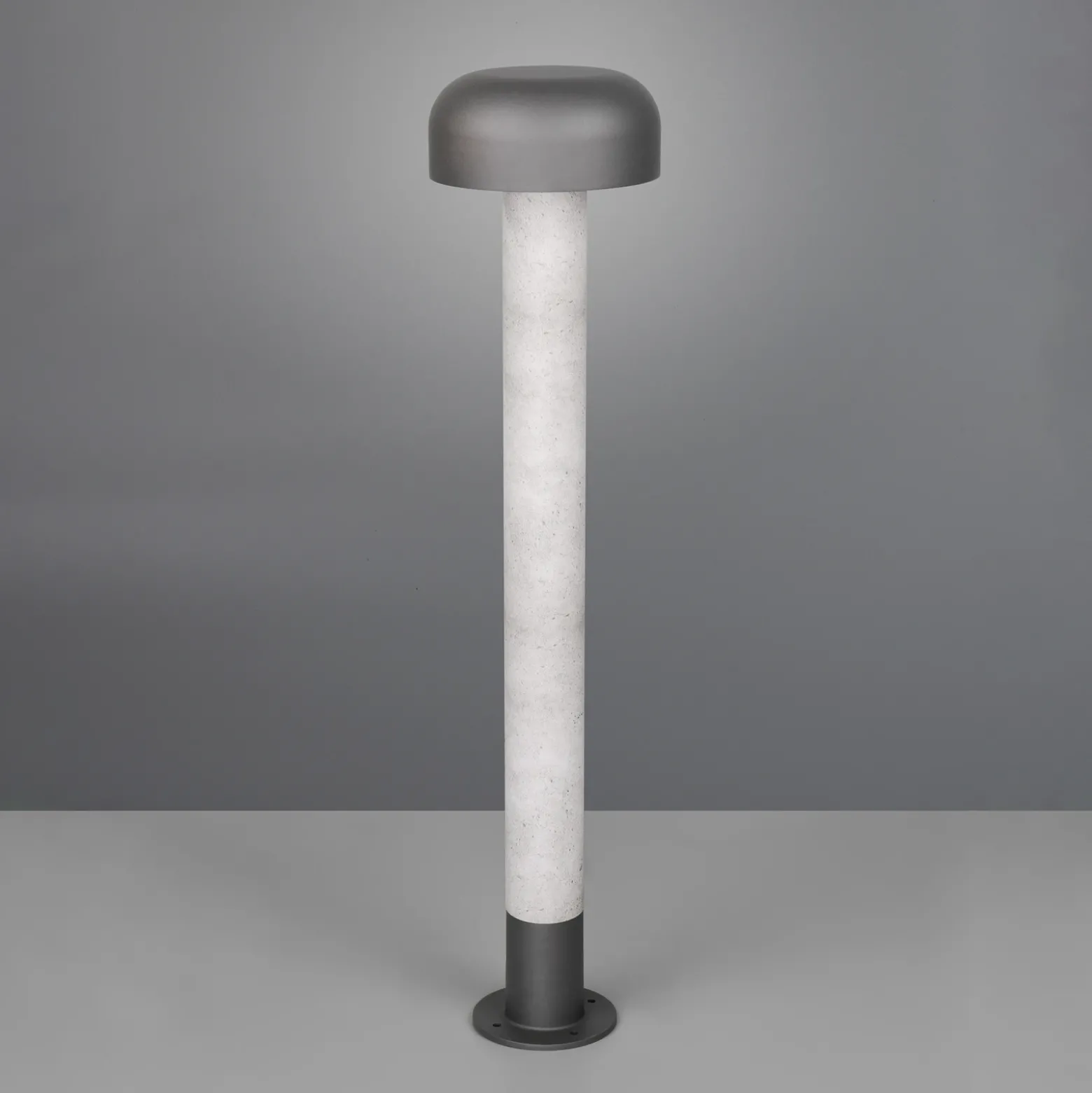Bolardo luminoso Fraser, gris/aspecto hormigón, aluminio, IP54, altura 84,5 cm