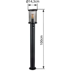 Bolardo luminoso Gracey, negro, con sensor, 100 cm, IP54, E27