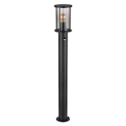 Bolardo luminoso Gracey, negro, con sensor, 100 cm, IP54, E27