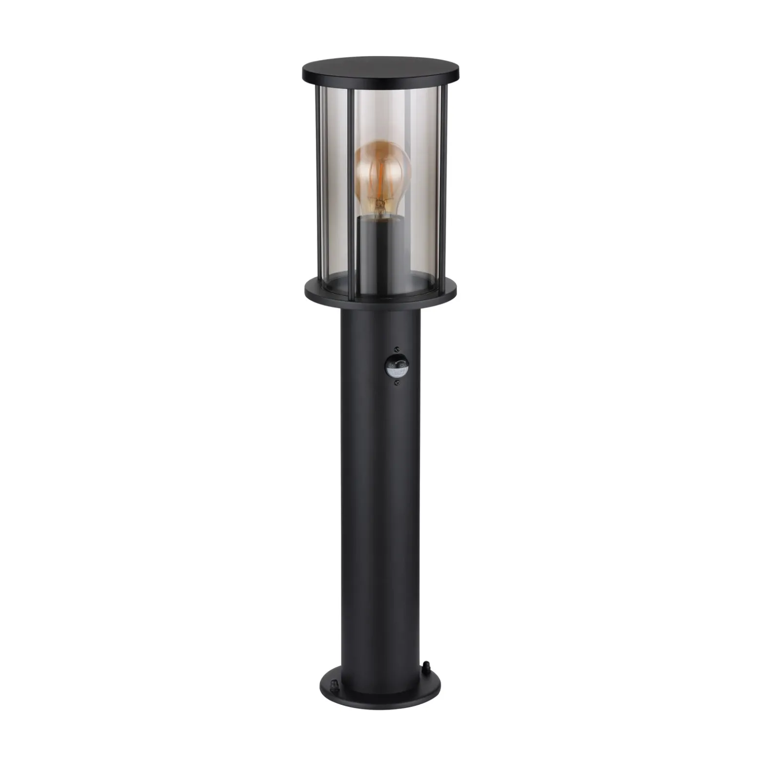 Bolardo luminoso Gracey, negro, con sensor, 60 cm, IP54, E27
