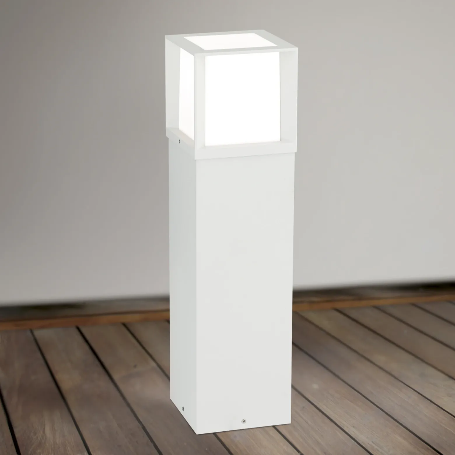 Bolardo luminoso Henry, blanco, altura 60 cm, aluminio/acero inoxidable