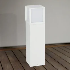 Bolardo luminoso Henry, blanco, altura 60 cm, aluminio/acero inoxidable