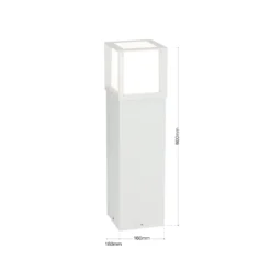 Bolardo luminoso Henry, blanco, altura 60 cm, aluminio/acero inoxidable