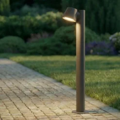 Bolardo luminoso Ileyna de Lindby, antracita, metal, 70 cm