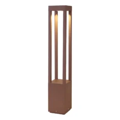 Bolardo luminoso LED Agra, marrón, aluminio, altura 65 cm