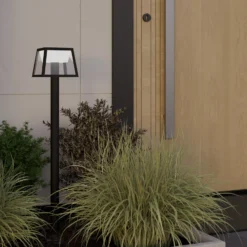 Bolardo luminoso LED Altilia, altura 106 cm, negro, sensor