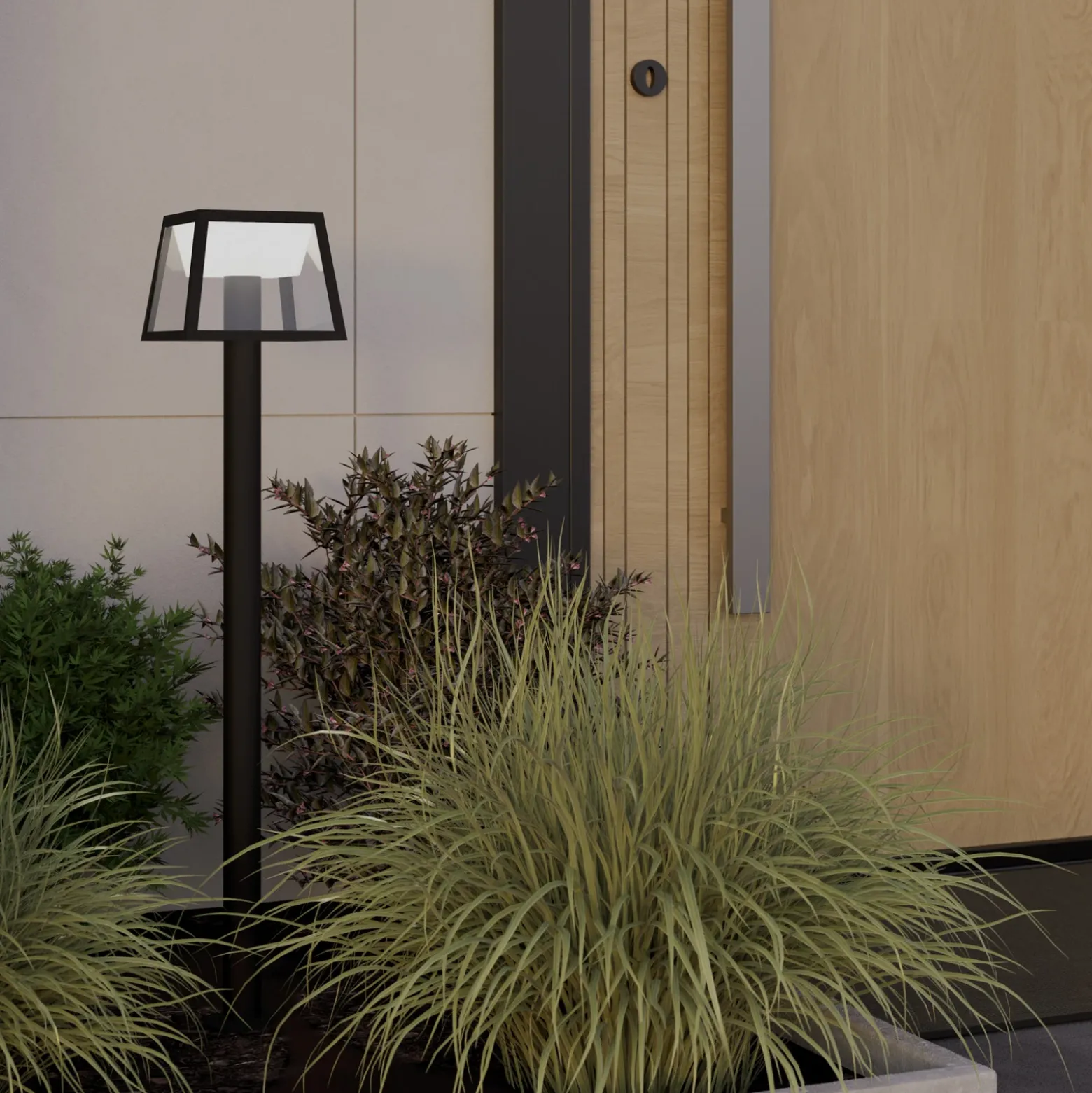 Bolardo luminoso LED Altilia, altura 106 cm, negro, sensor