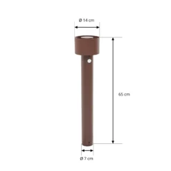 Bolardo luminoso LED Arcchio Milten, 65 cm, color óxido, IP65, con sensor