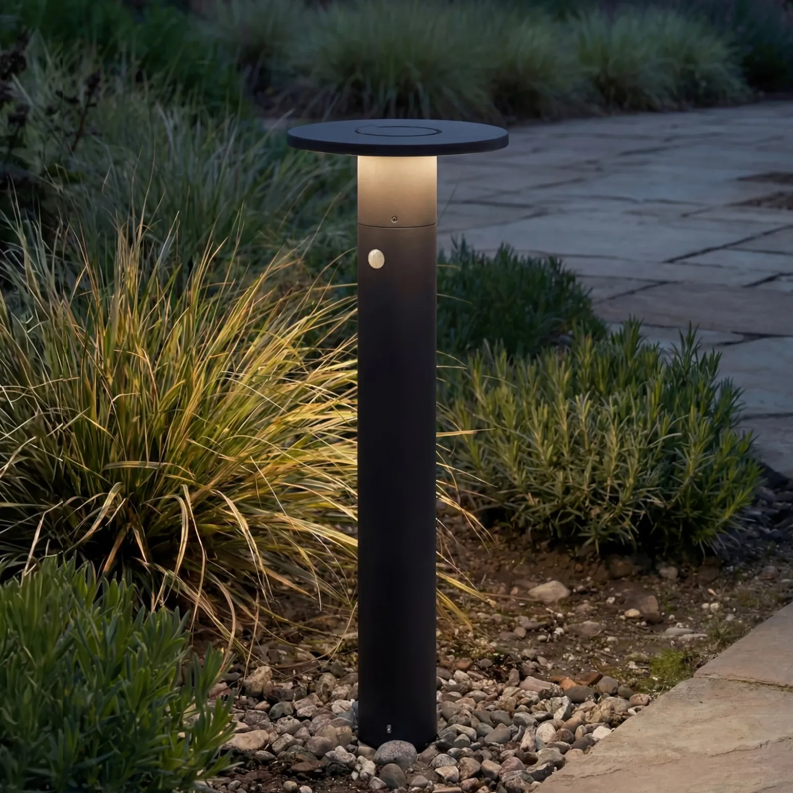 Bolardo luminoso LED Arcchio Tovio, altura 81 cm, sensor, antracita