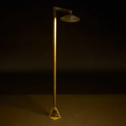 Bolardo luminoso LED Aura Disk, 80 cm x 19,5 cm, latón antiguo