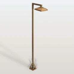 Bolardo luminoso LED Aura Edge, 100 x 19,5 cm, latón antiguo