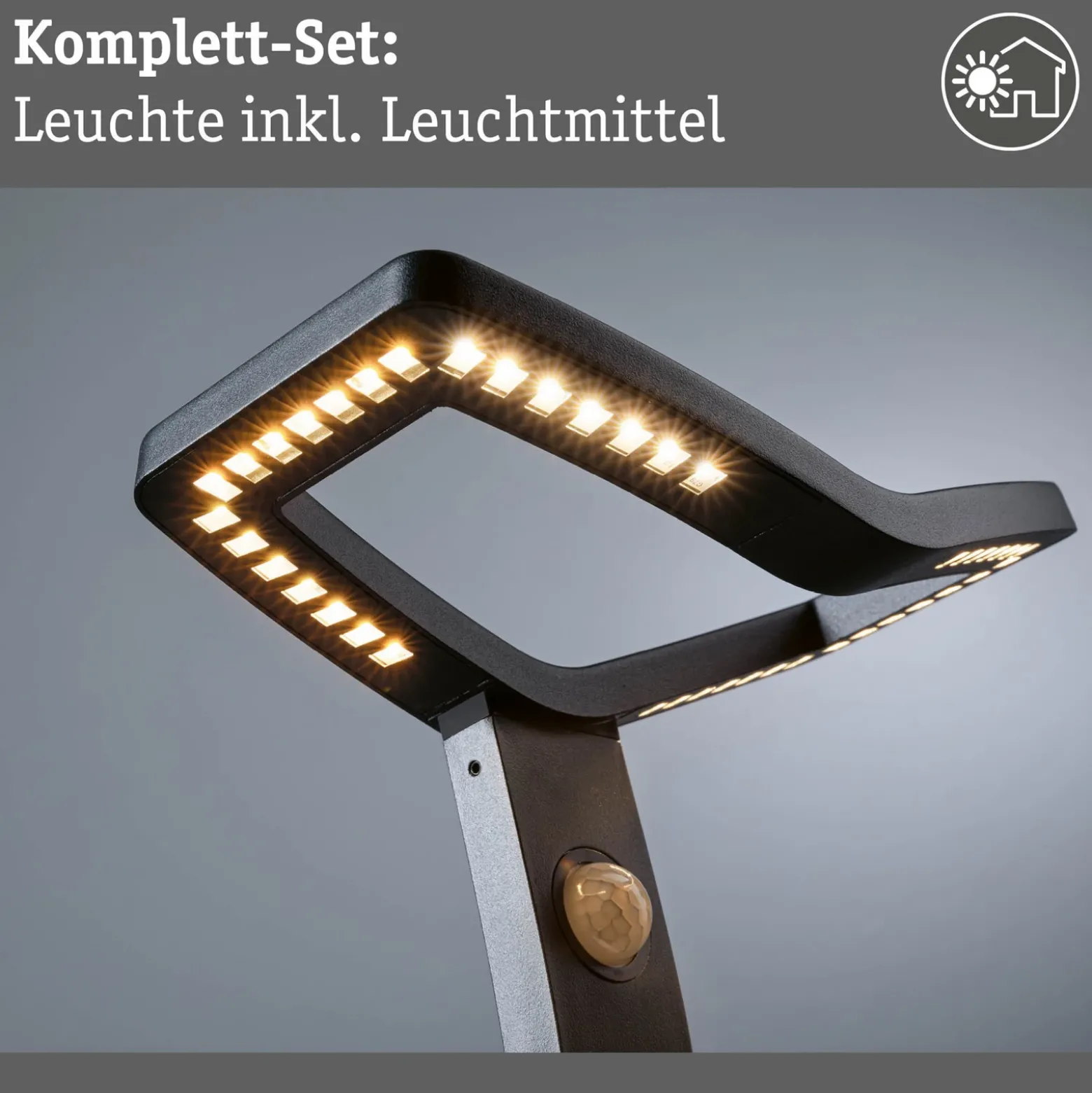 Bolardo luminoso LED con sensor Alara de Paulmann, antracita, 67 cm IP44