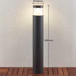 Bolardo luminoso LED Darja de Lucande, antracita, metal, 100 cm, IP54