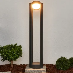Bolardo luminoso LED Dylen de Lucande, gris, metal, 80 cm, IP65