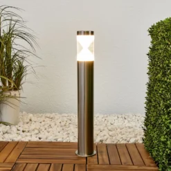 Bolardo luminoso LED Fabrizio de Lindby, altura 56 cm, acero inoxidable