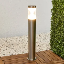 Bolardo luminoso LED Fabrizio de Lindby, altura 56 cm, acero inoxidable