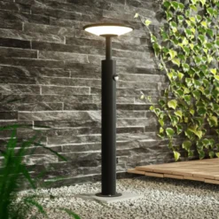 Bolardo luminoso LED Fenia de Lucande, 60 cm, sensor, IP54, antracita