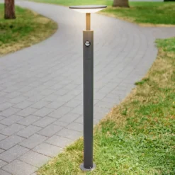 Bolardo luminoso LED Fenia de Lucande, 100 cm, sensor, IP54, antracita
