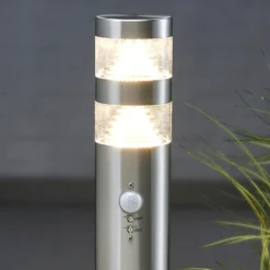 Bolardo luminoso LED Lanea de Lindby, 60 cm, gris, sensor, IP44