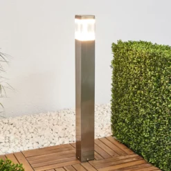Bolardo luminoso LED Lindby Baily, altura 80 cm, acero inoxidable, IP44