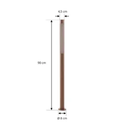Bolardo luminoso LED Lindby Fjorya, altura 90 cm, marrón, IP65