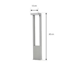 Bolardo luminoso LED Lindby Lonete, gris piedra, altura 65 cm, IP65