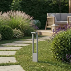 Bolardo luminoso LED Lindby Lonete, gris piedra, altura 65 cm, IP65