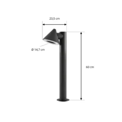 Bolardo luminoso LED Lindby Soran, negro, 60 cm, metal, IP44