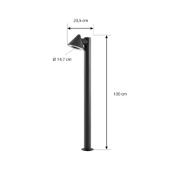 Bolardo luminoso LED Lindby Soran, negro, 100 cm, metal, IP44