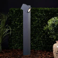 Bolardo luminoso LED Lorik con cabezal flexible, gris