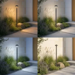Bolardo luminoso LED Lucande Nirella, 100 cm, negro, CCT, IP65