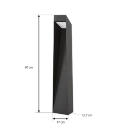 Bolardo luminoso LED Lucande Louran, altura 90 cm, negra, luz hacia
