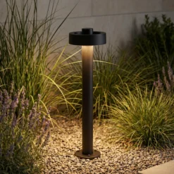 Bolardo luminoso LED Lucande Nirella, 60 cm, negra, CCT, IP65