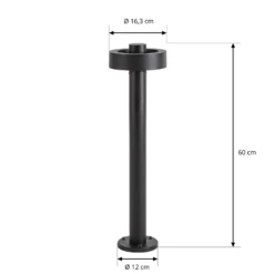 Bolardo luminoso LED Lucande Nirella, 60 cm, negra, CCT, IP65