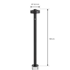 Bolardo luminoso LED Lucande Nirella, 100 cm, negro, CCT, con sensor