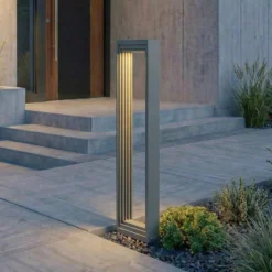 Bolardo luminoso LED Lucande Ashkan, altura 60 cm, antracita, IP65