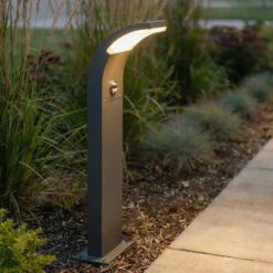 Bolardo luminoso LED Lucande Timm, sensor, 60 cm, antracita, IP54