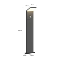 Bolardo luminoso LED Lucande Nevio, con sensor, 60 cm, antracita