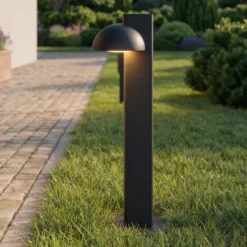 Bolardo luminoso LED Lucande Velira, negro, 77 cm, 1 luz, IP44