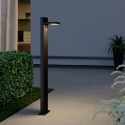 Bolardo luminoso LED Lucande Silvan, color antracita, 100 cm, con sensor