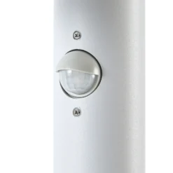 Bolardo luminoso LED Lucande Elune, gris claro, con sensor, IP44, 77 cm